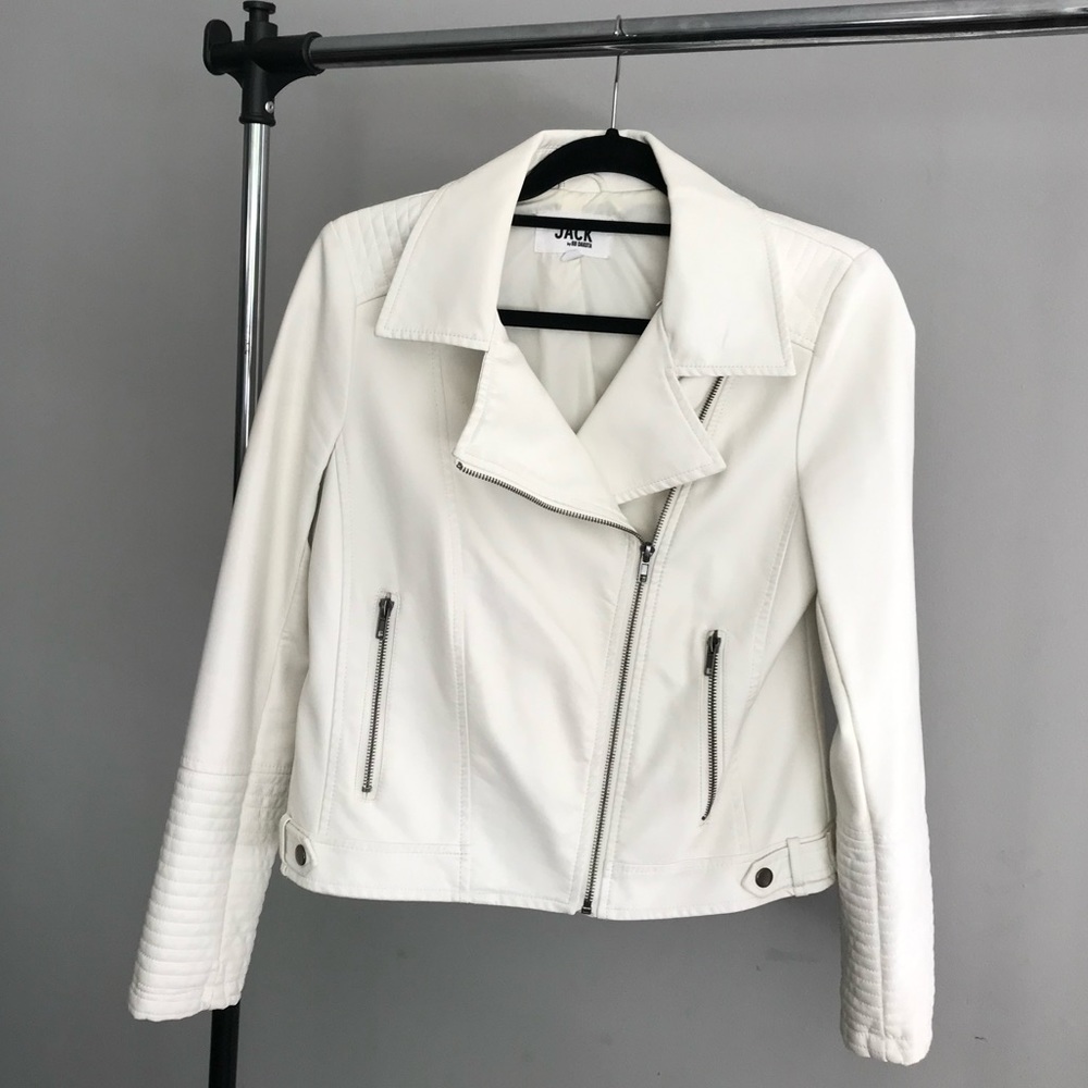 White Faux leather moto jacket JACK by bb dakota Nordstrom